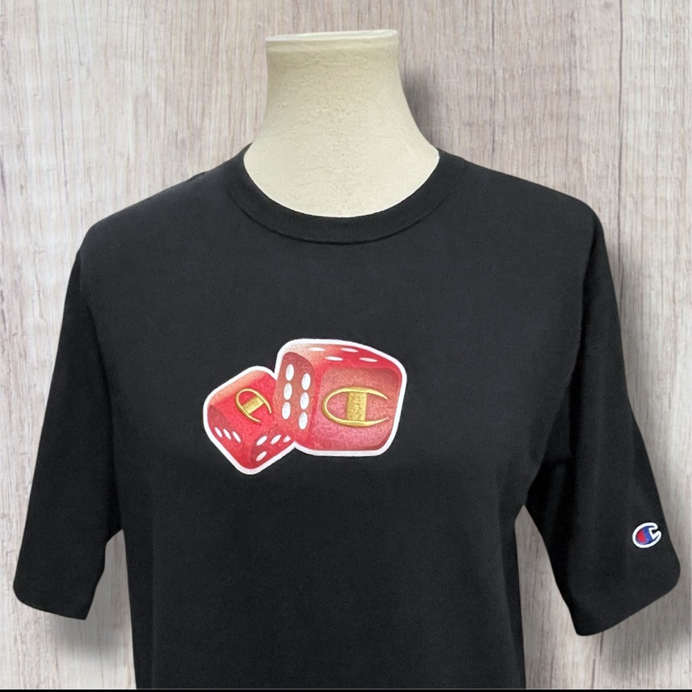2015 Champion Dice & Cherry C Logo Patch Appliqué Embroidered Detail Black Large